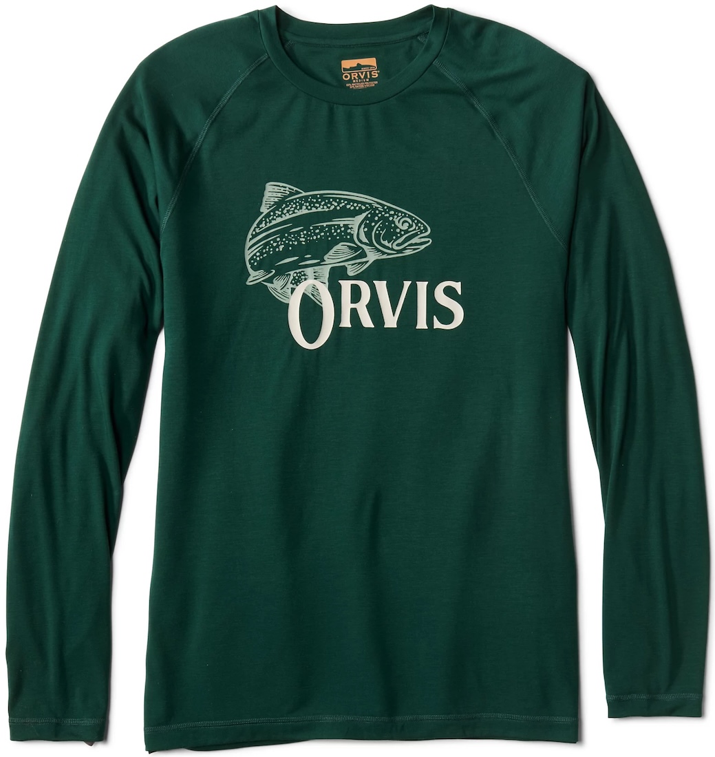 Orvis Dricast Logo Crew Sunshirt UPF 50+ chemise de protection solaire peacock