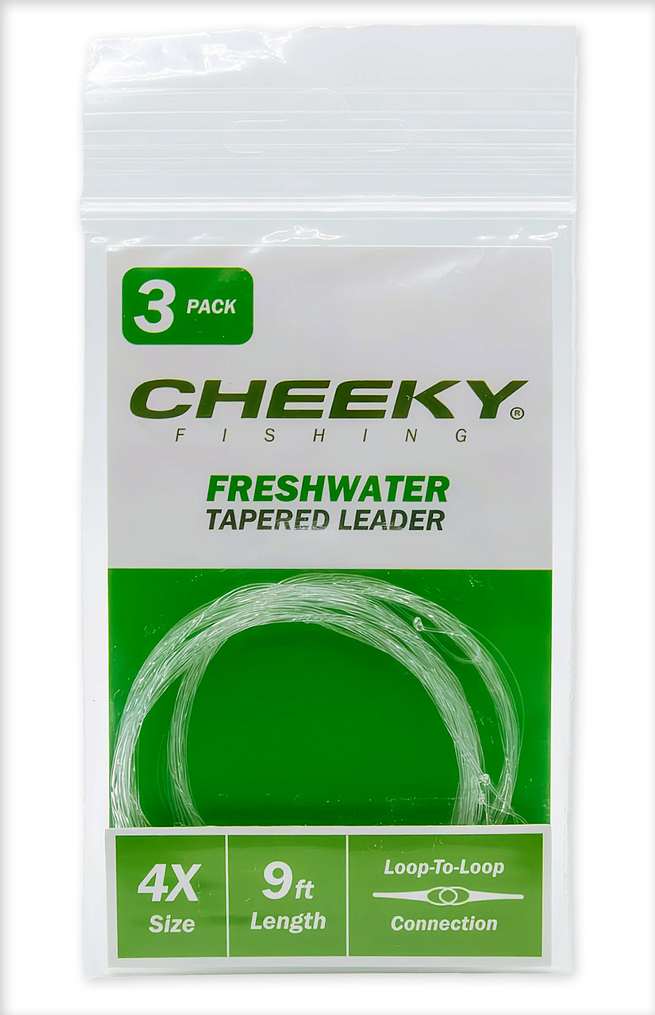 Cheeky Freshwater 9 ft Tapered Leader 3pc Pack Bas de ligne de pêche à la mouche