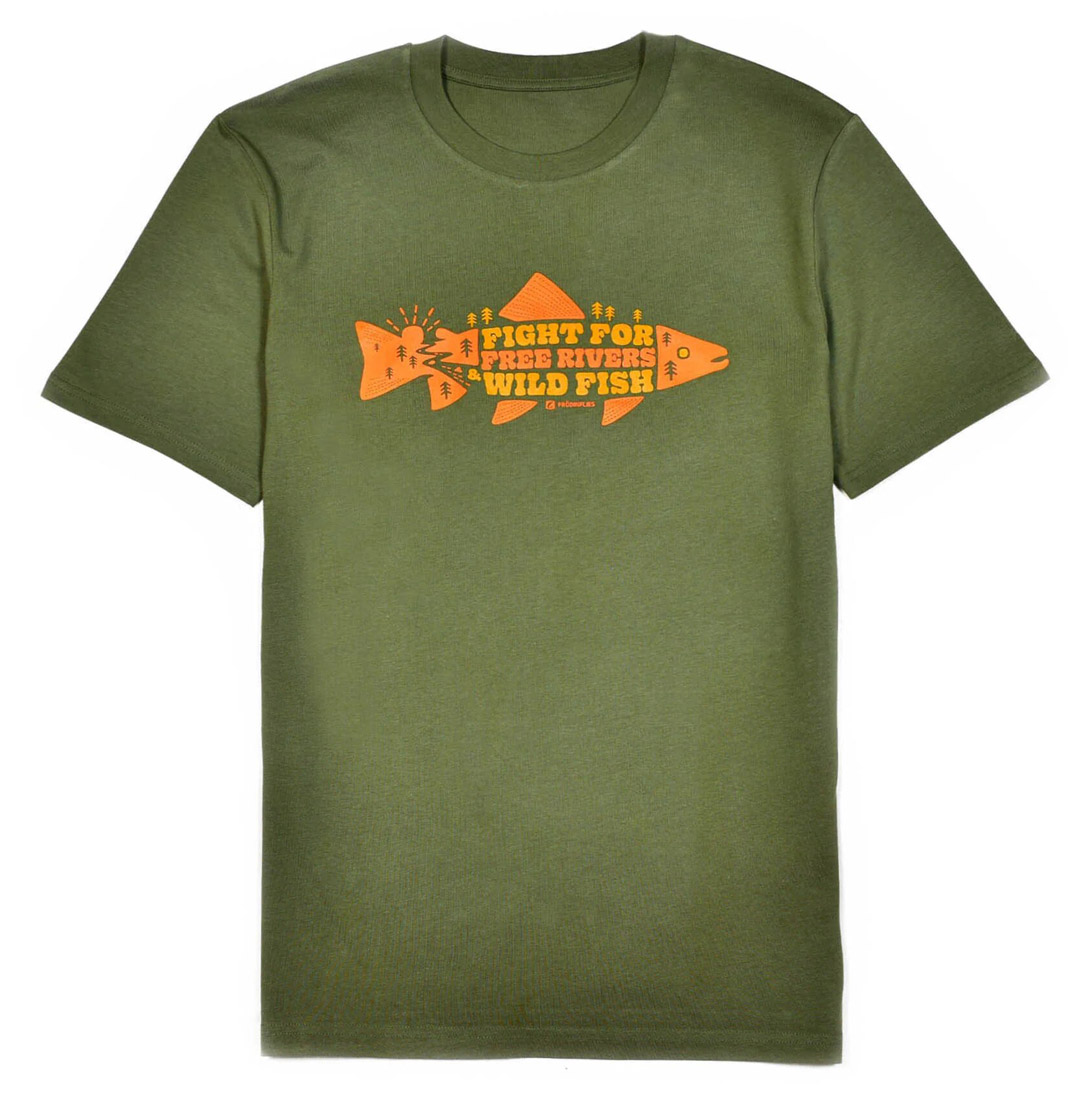 Frödin Free Rivers & Wild Fish T-Shirt kaki green