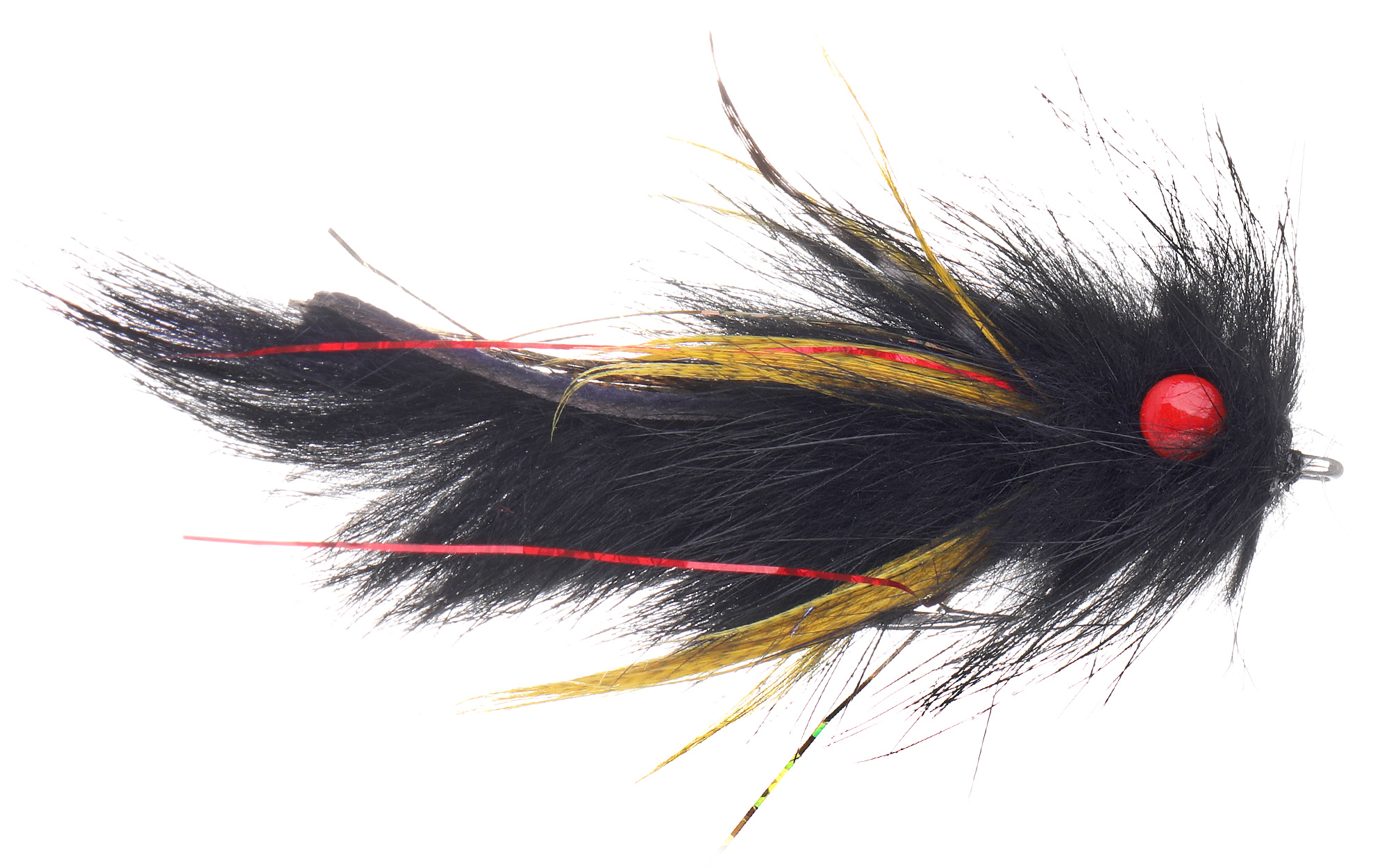 Fulling Mill Streamer Schultzy's Red Eye Leech Black #4