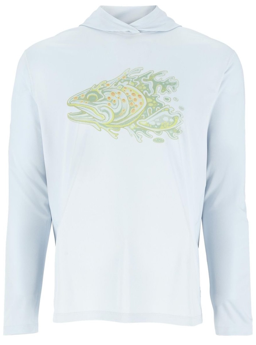 Simms Tech Hoody - Artist Series T-shirt anti-UV avec capuche Bimini Trout Head