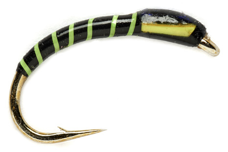 Fulling Mill Fluo Green Ribbed Black Buzzer Nymphes