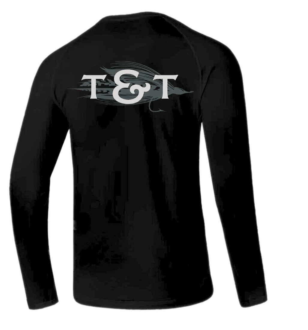 Thomas & Thomas Black T&T Monogram L/S Tech Shirt UPF30+ Protection solaire
