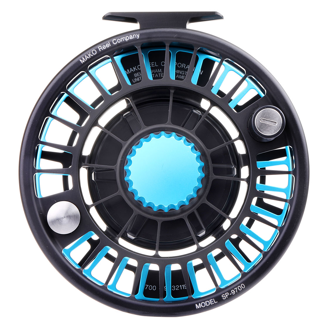 P-18957-3_mako_reel_matte_turquiseon-black_9700-B_back Mako Reel matte turquoise on black Model 9700B