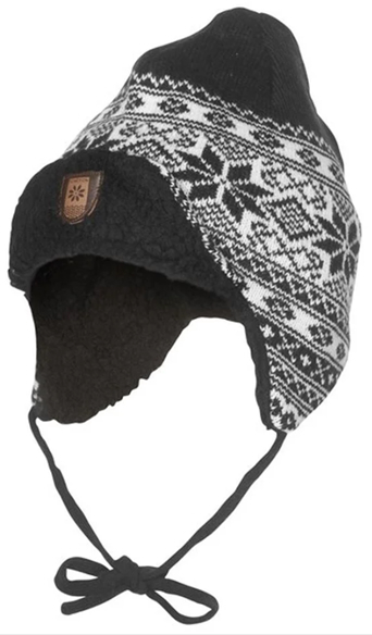 Bratens 100% Norway SNØSTJERNE bonnet extra chaud avec protection pour les oreilles black & white