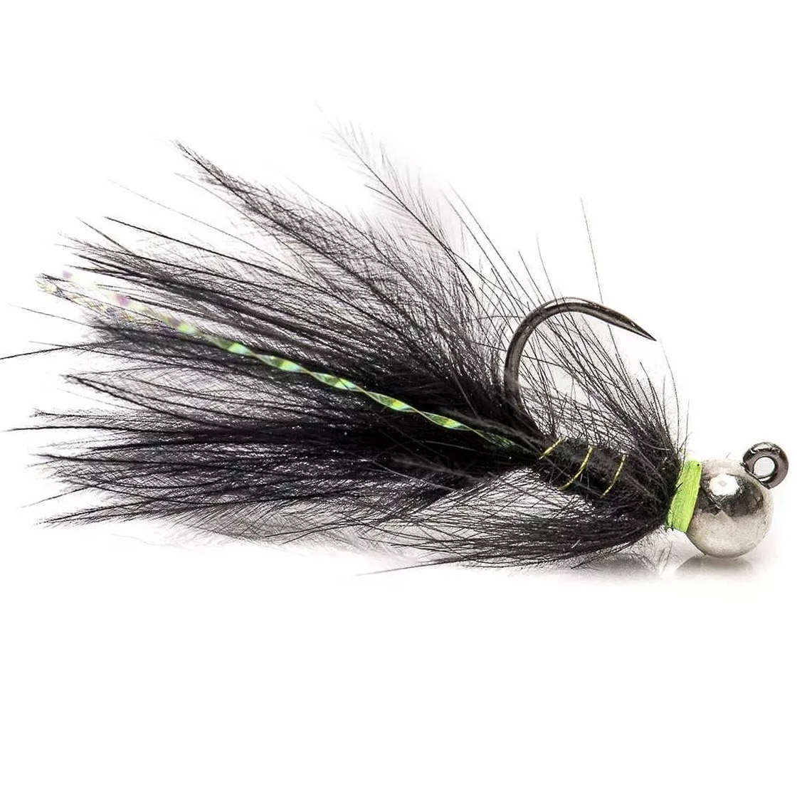 Superflies Tungsten Nymphes CDC Jig Leech Noir & Argent