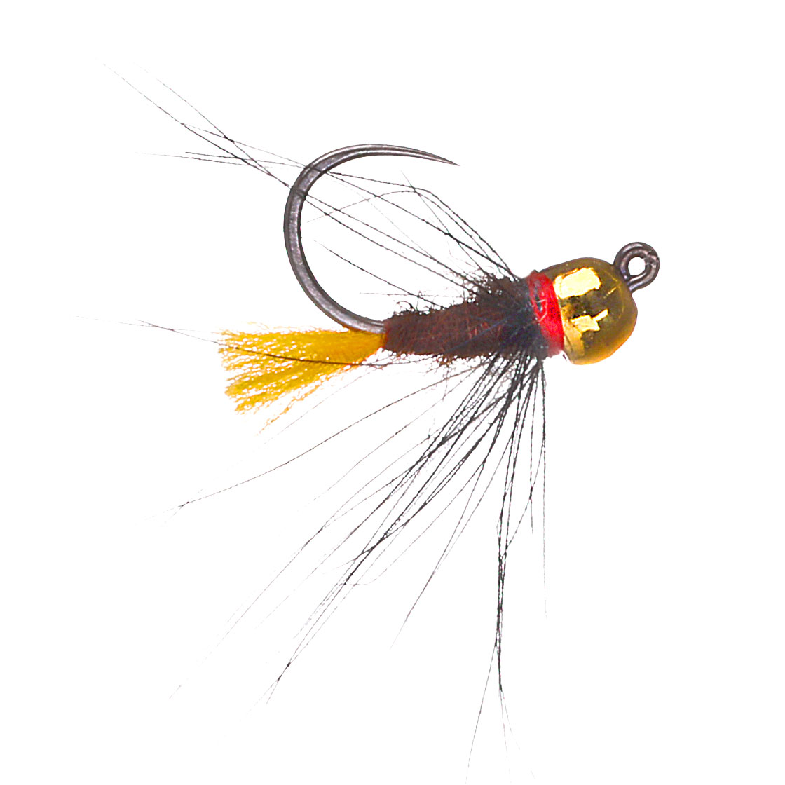 Superflies Tungsten Nymphes Noir CDC Orange Tail Jig #14 Gold Beat