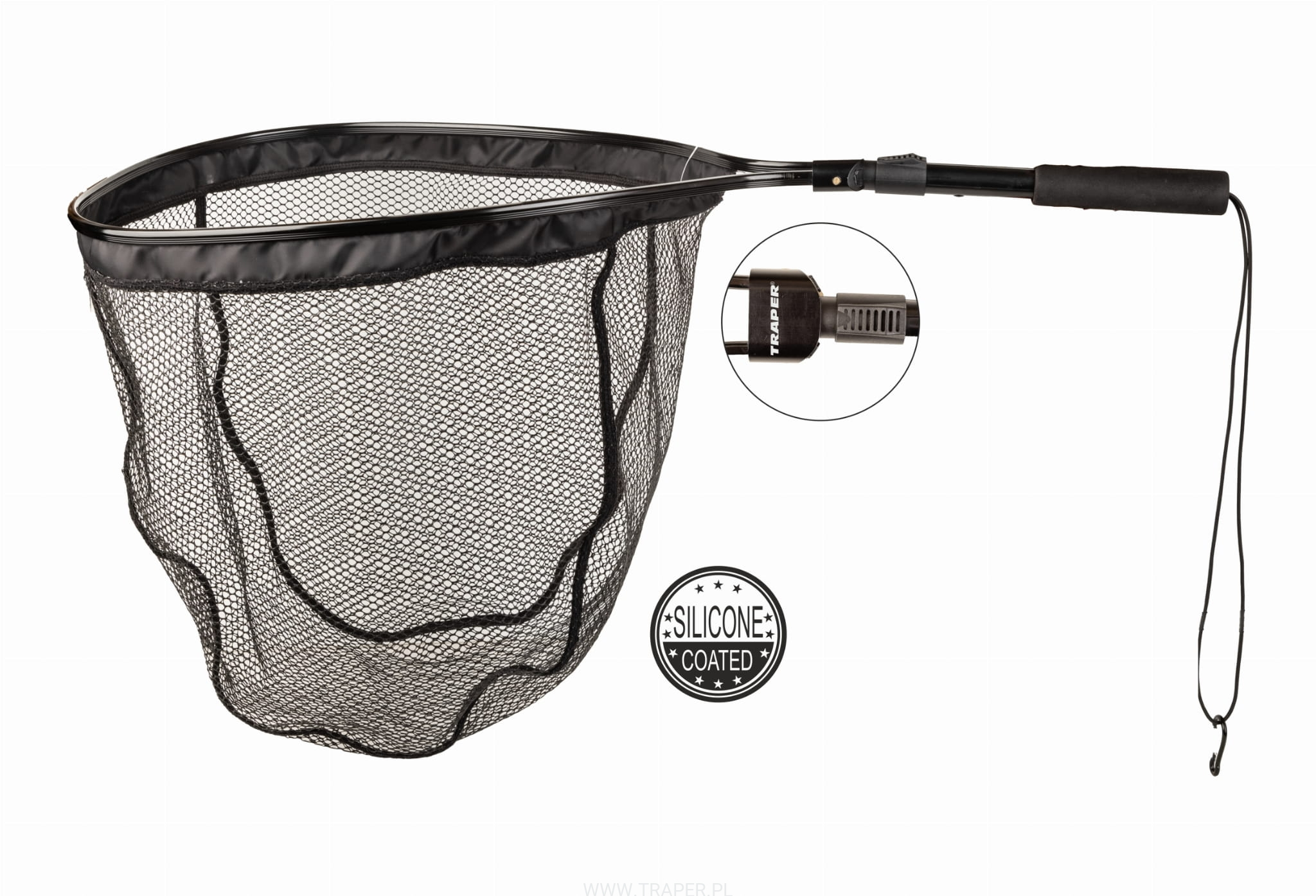 Traper Foldable Net Creek, épuisette pliable avec filet de protection en silicone