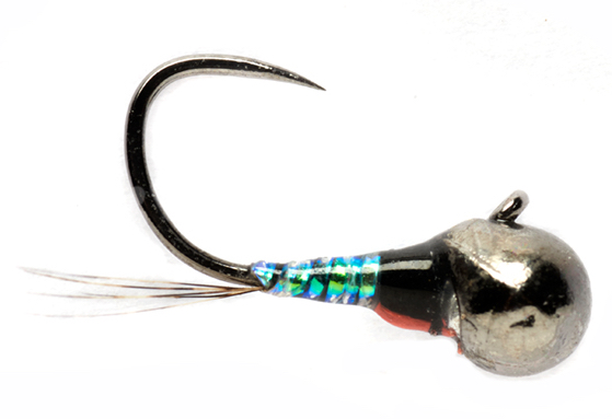 Nymphes Fulling Mill - Croston's FMJ Micro Perdigon Black Widow Barbless