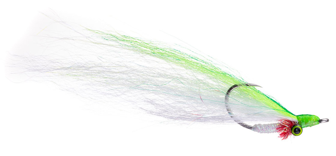 Fishient H2O Mouche d'eau salée - Mega Deep Minnow chartreuse & white