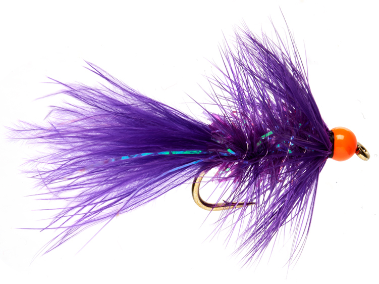 Fulling Mill Streamer - Shimmer Bugger Perle pourpre et orange