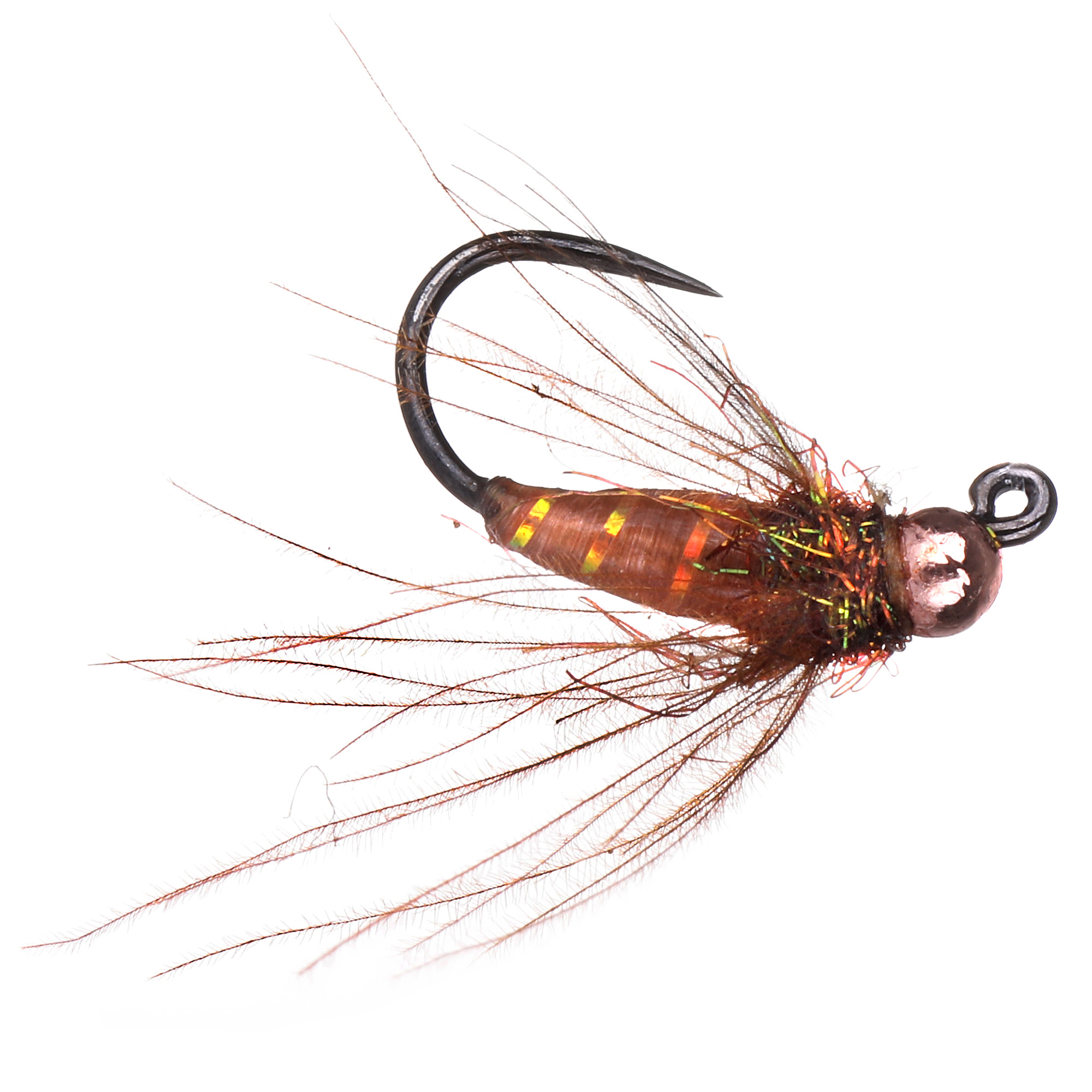 Fulling Mill Nymphe Callie's Jiggable Caddis Brown Barbless #14