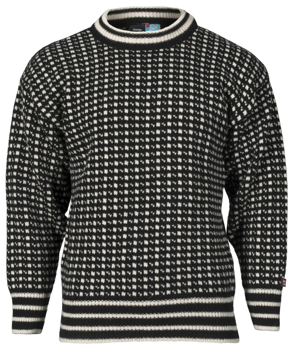 Bratens 100% Norway Islender Sweater pullover noir-blanc