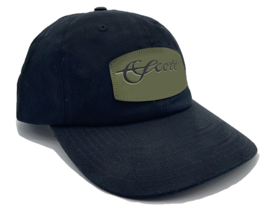 Scott 5 Panel Black Hat Green Scott Patch casquette à visière