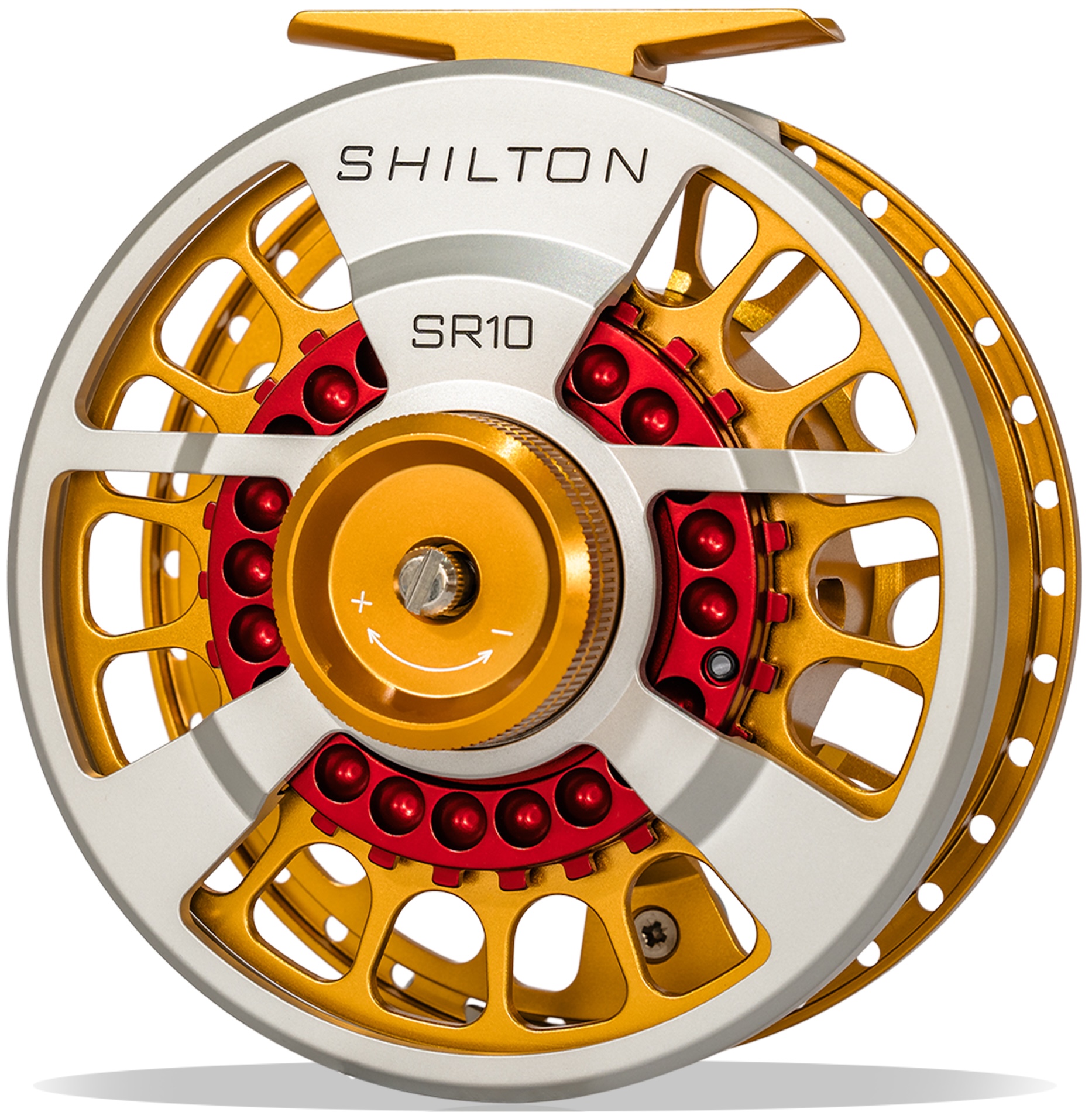 Shilton SR Series Custom Reel Titanium-Gold-Red moulinets de mouche