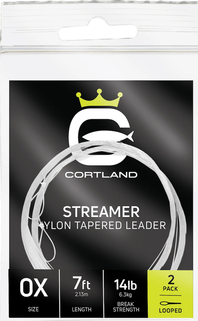 Cortland Streamer Tapered Leader - 2 Pack - Clear 7 ft Pre-Looped Bas de ligne