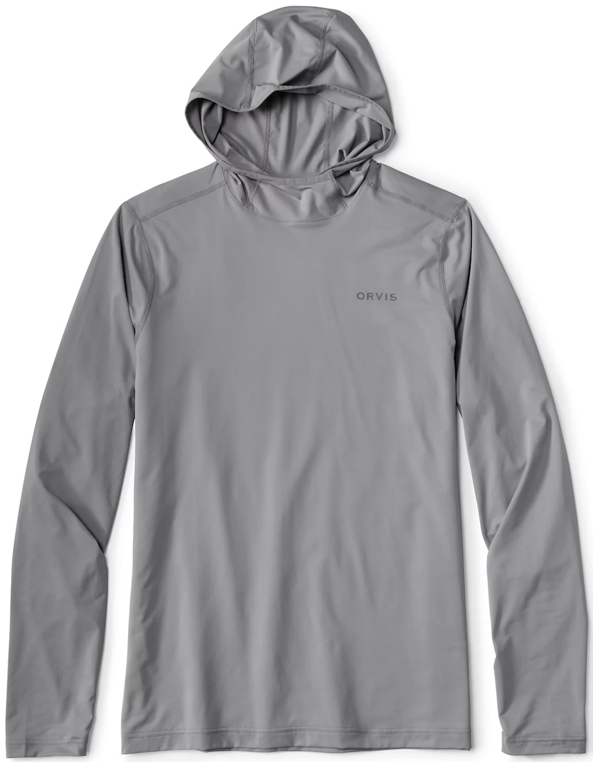 Orvis Sun Defense Printed Hoodie Sunshirt UPF 50+ Chemise de protection solaire titanium