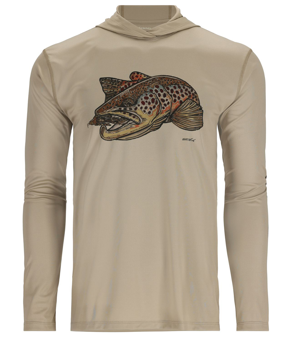 Simms Tech Hoody chemise à manches longues Artist Series stone/brown trout