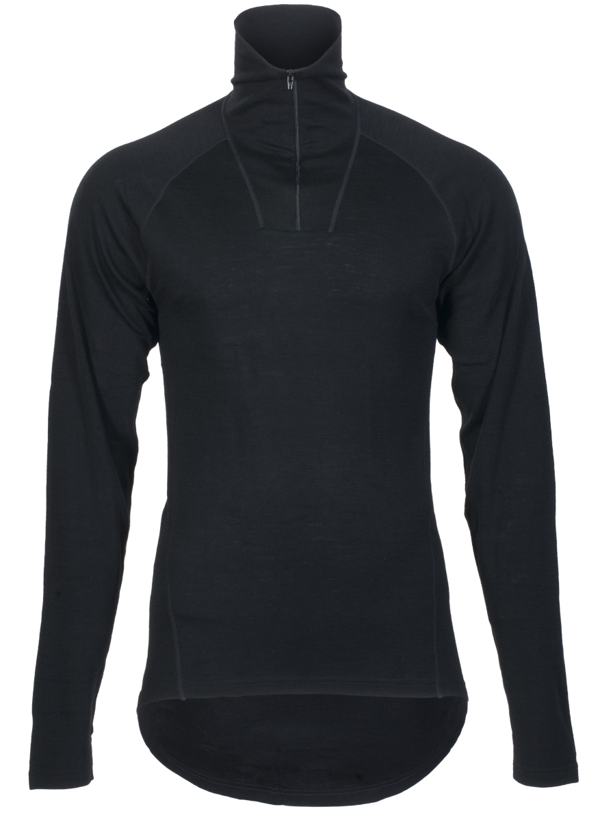Bratens 100% Norway Merino Wool Sweater Half Zip shirt manches longues black