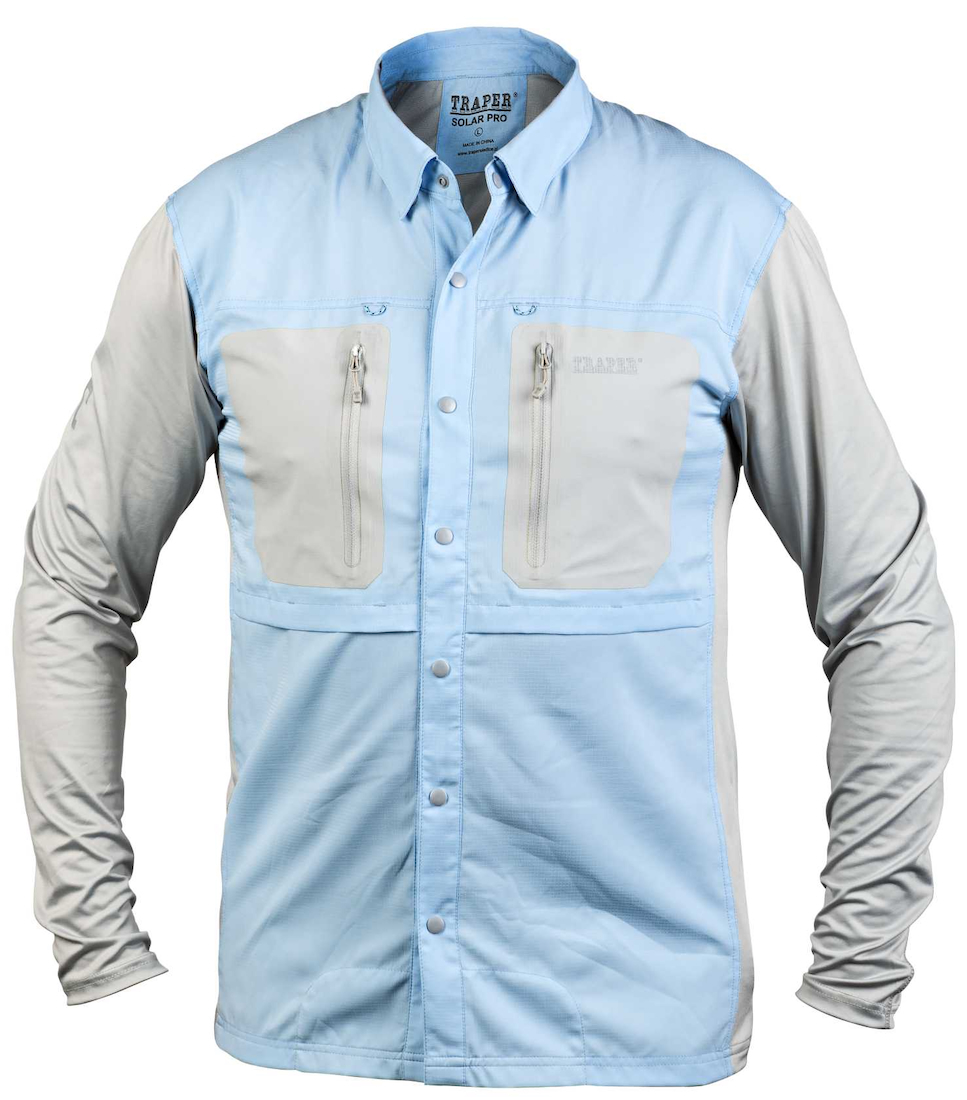 Traper Solar Pro UPF 50+ Fishing Shirt protection solaire light blue