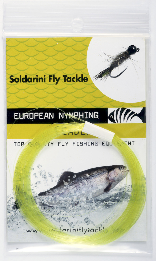 Soldarini Fly Tackle Euro Nymph Tapered Leader bas de ligne nymphes 12 ft yellow
