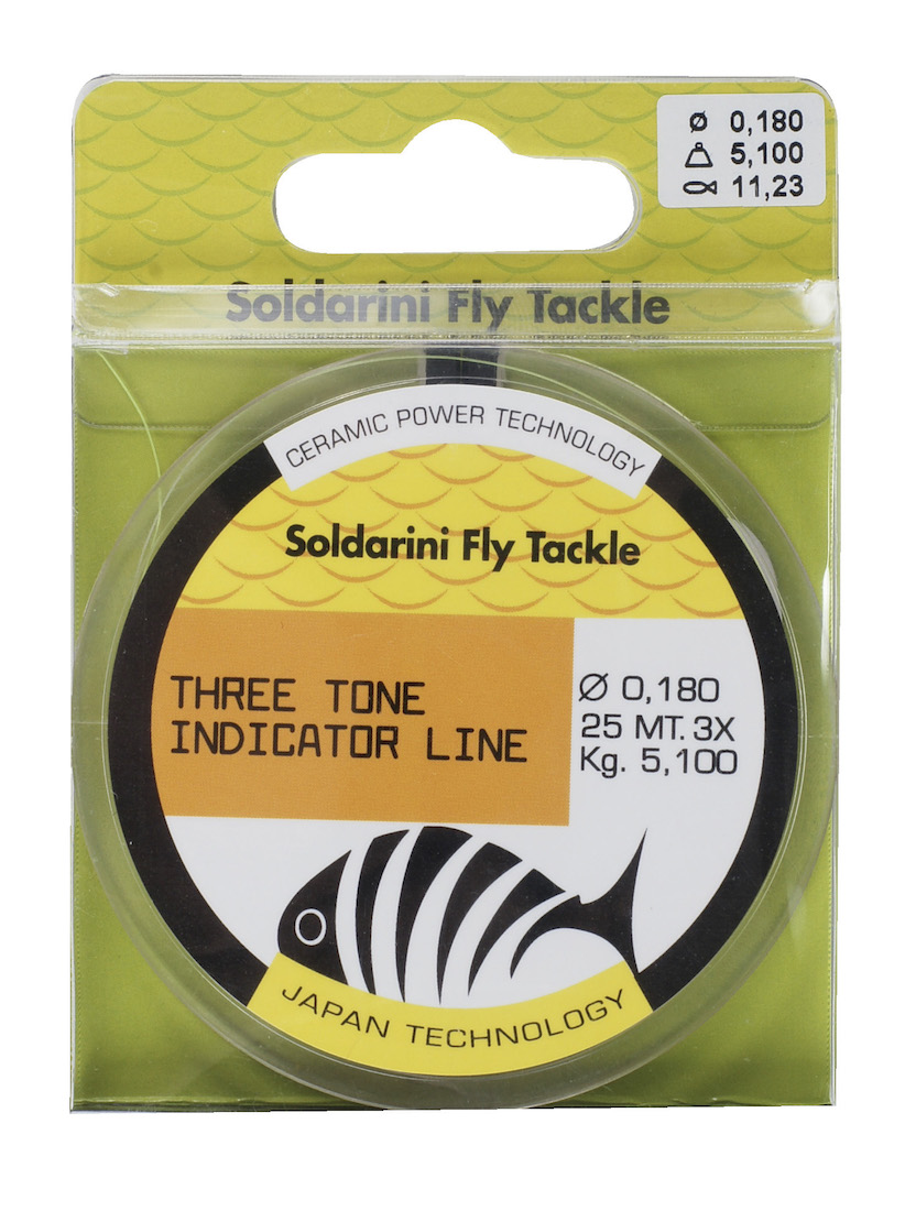 Soldarini Fly Tackle Three Tone Indicator Line aide visuelle orange/blanc/jaune