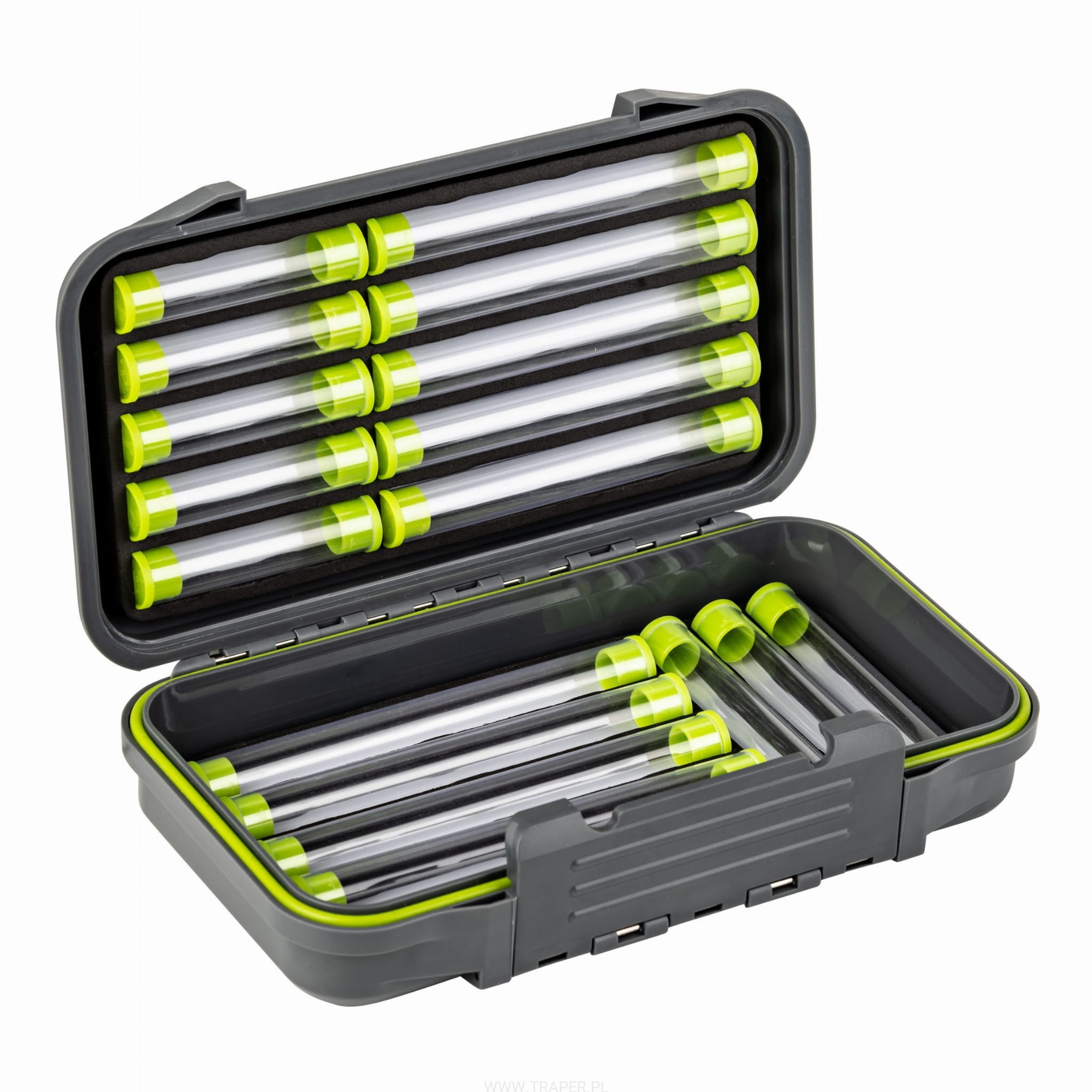 Traper Waterproof Tube Fly Box 196 x 106 x 42 mm pour mouches tubulaires de 6 cm à 12 cm