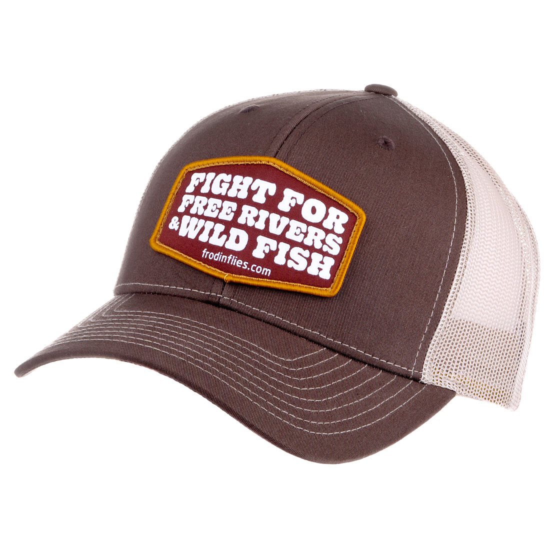 Frödin Free Rivers & Wild Fish Trucker Hat casquette brown tan