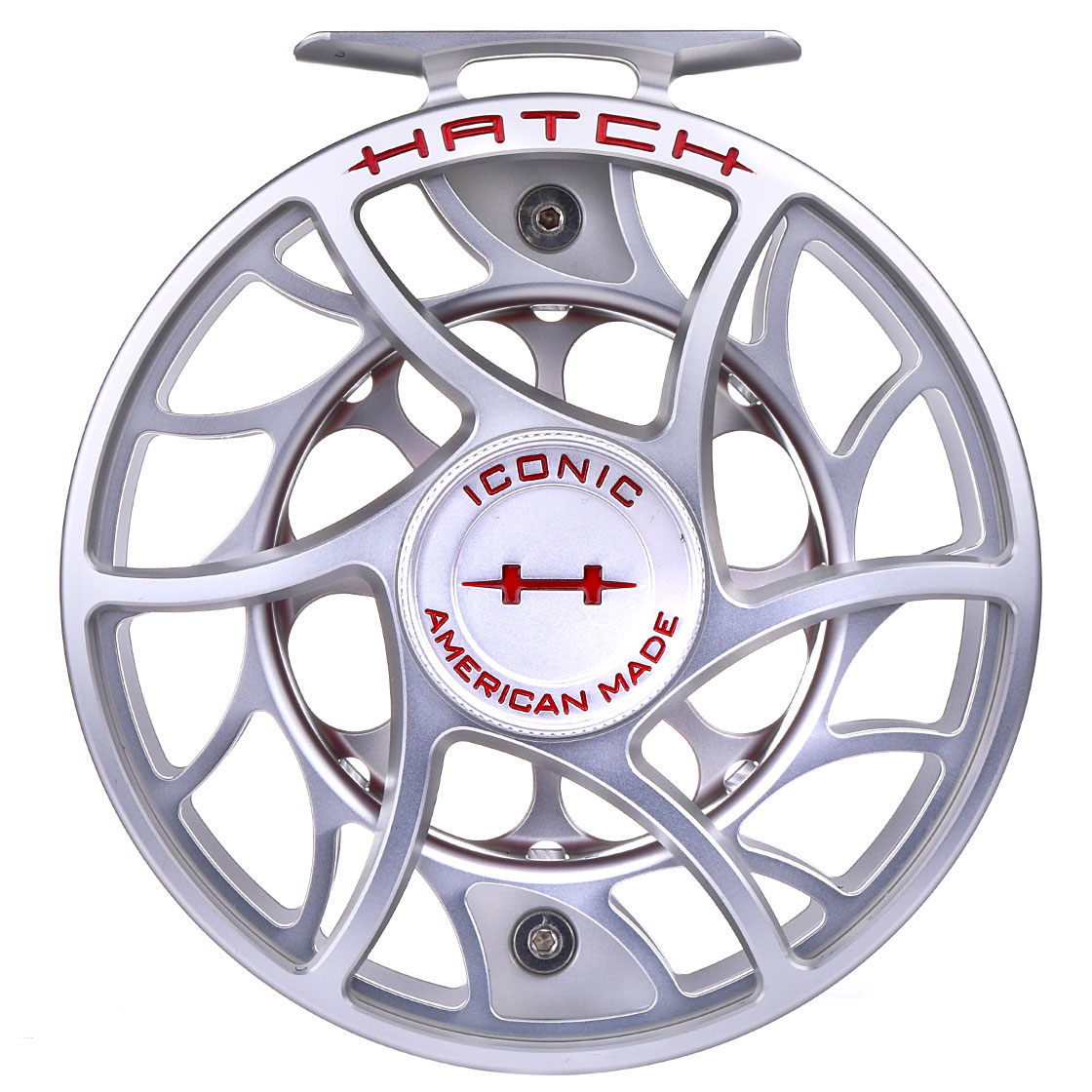 Hatch Iconic Fly Reel moulinets de mouche Large Arbor clear/red