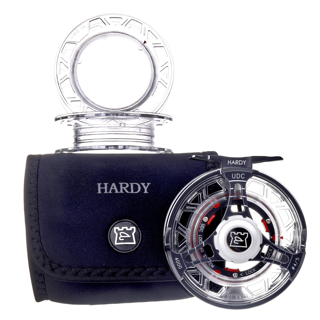 Moulinets de mouche Hardy Ultradisc 4000 à cassette #46 avec 2 bobines de rechange et un sac pratique