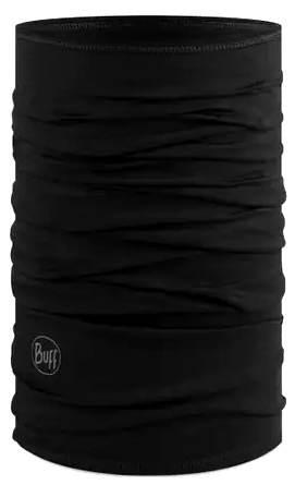 Buff® Merino Lightweight Solid Black Foulard tubulaire 100% mérinos
