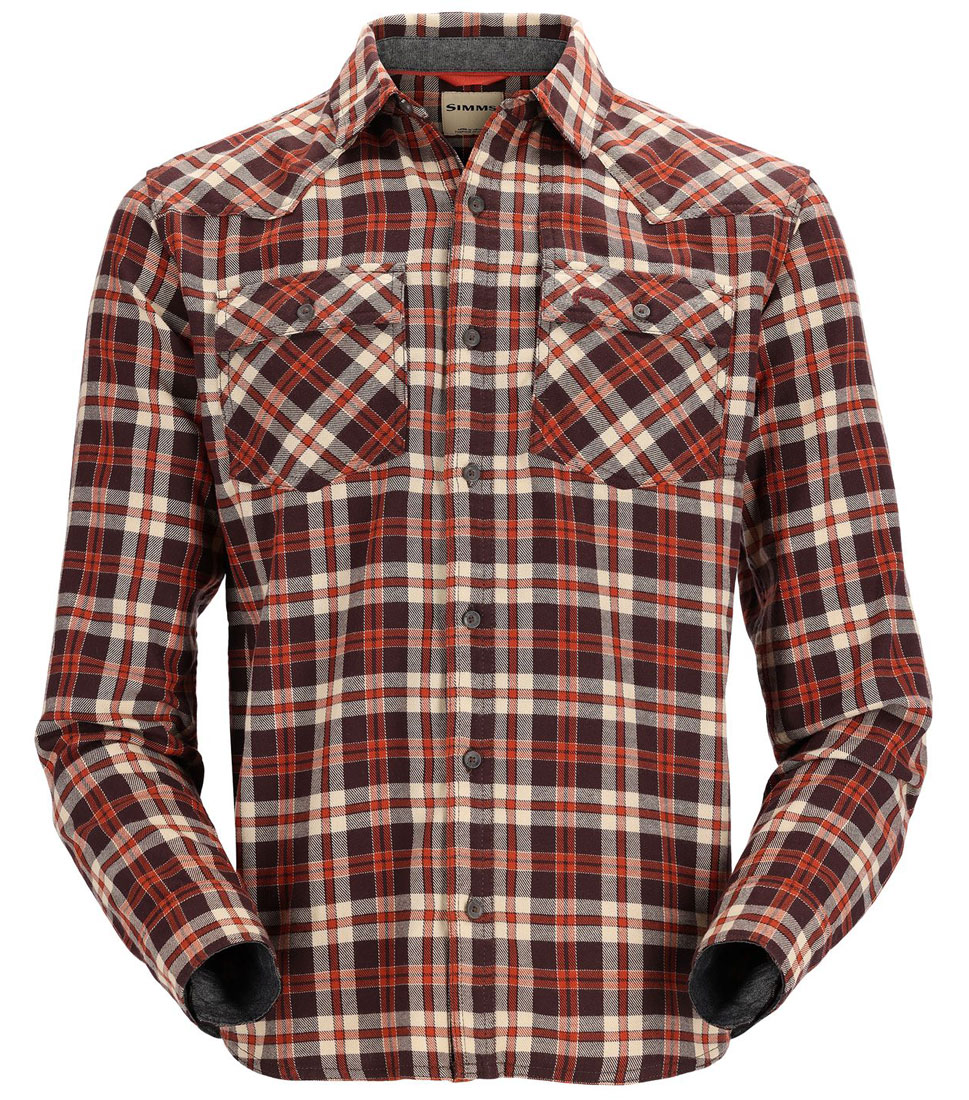 Simms Santee Flannel Shirt chemise maghoany/tan camp plaid