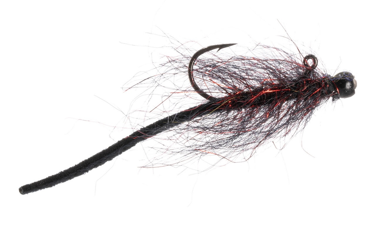 Umpqua Streamer Équilibré en Cuir Leech #10 Noir Rouge