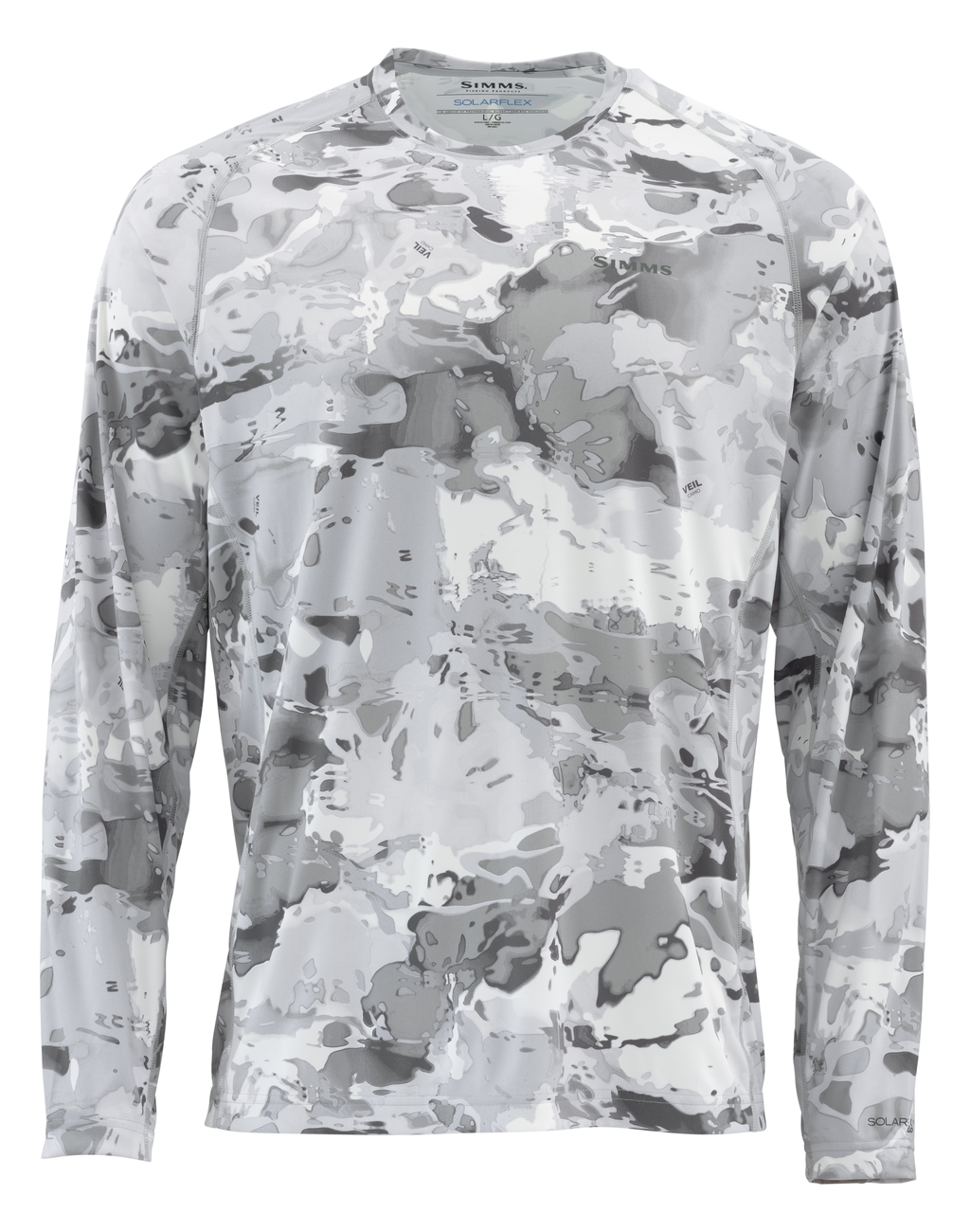Simms Solarflex LS Crew Graphic Prints chemise à manches longues cloud camo grey