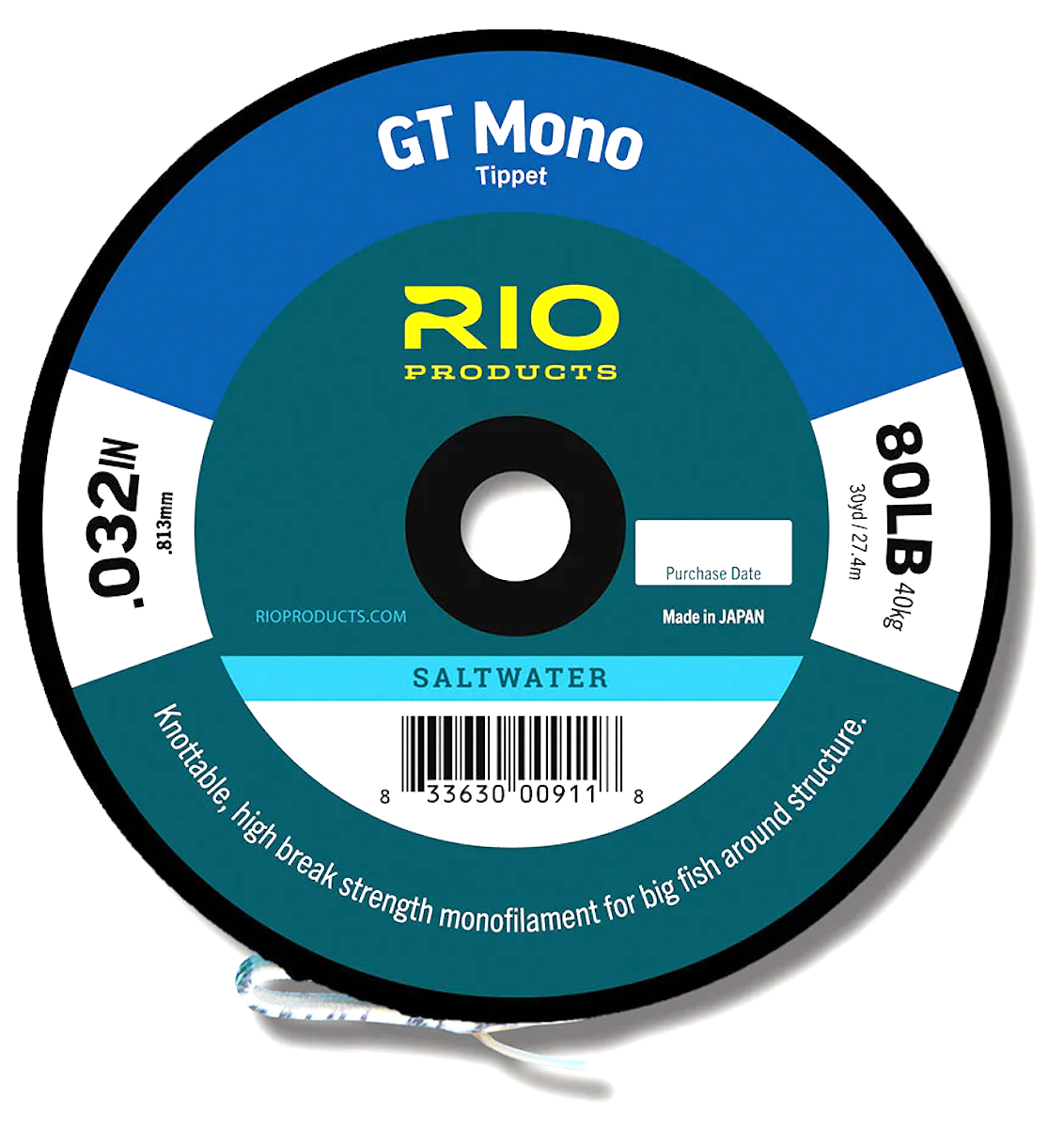 Rio GT Mono Tippet Material 30 yds spool Giant Trevally Matériel de bas de ligne