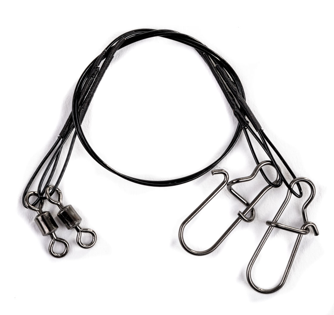 Bas de ligne en acier avec mousqueton 2er Pack Stainless Wire Leader 30cm