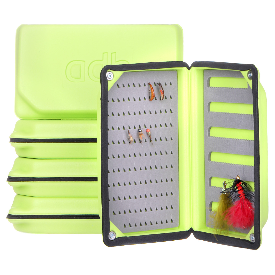 adh-fishing Foam Fly Box Boîte à mouches Large Ultralight Rainproof chartreuse