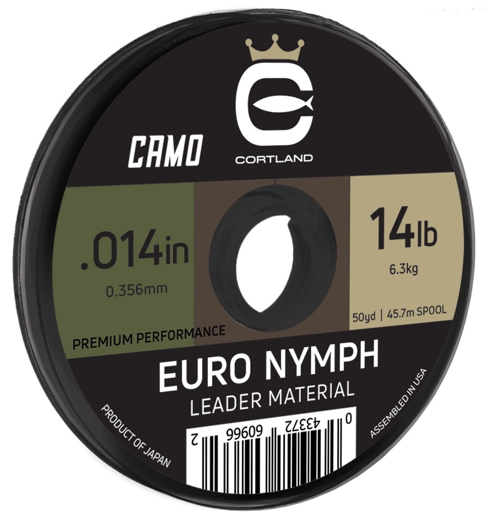 Cortland Euro Nymph Leader Material Camo Bas de ligne 50 yds