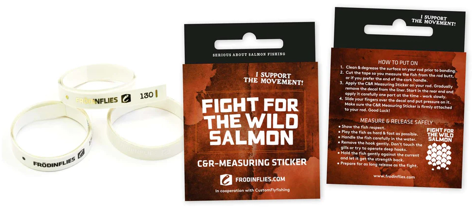 Frödin Flies Wild Salmon C&R Measuring Sticker autocollant de canne noir