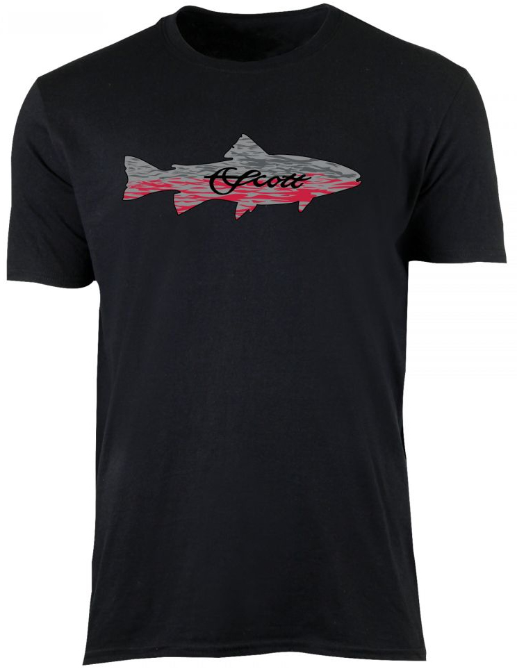 Scott Grey/red Trout on Black T-shirt