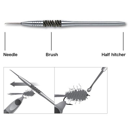 C&F Design CFT-70 Brosse à dubbing 3 en 1, aiguille et outil Half-Hitch inclus