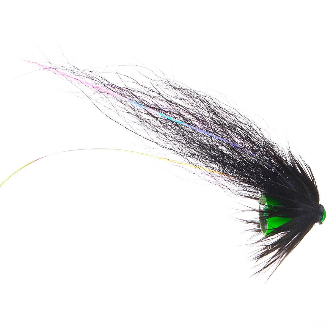 Superflies Mouche à saumon - Pikkumusta Fl. Green Tungsten Conehead