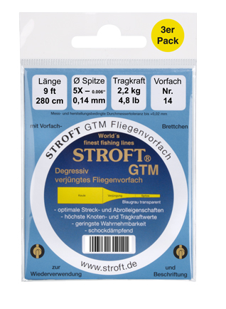 Stroft GTM Bas de ligne Tapered Leader 9 ft 3er Pack