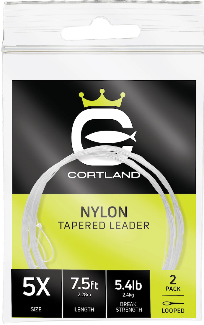 Cortland Nylon Tapered Leader - 2 Pack - Clear 12 ft Pre-Looped Bas de ligne
