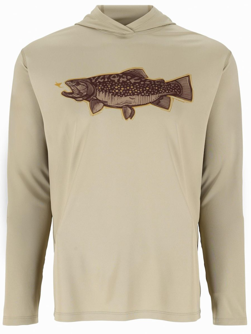 Simms Tech Hoody - Artist Series T-shirt anti-UV avec capuche Stone Trout Fly