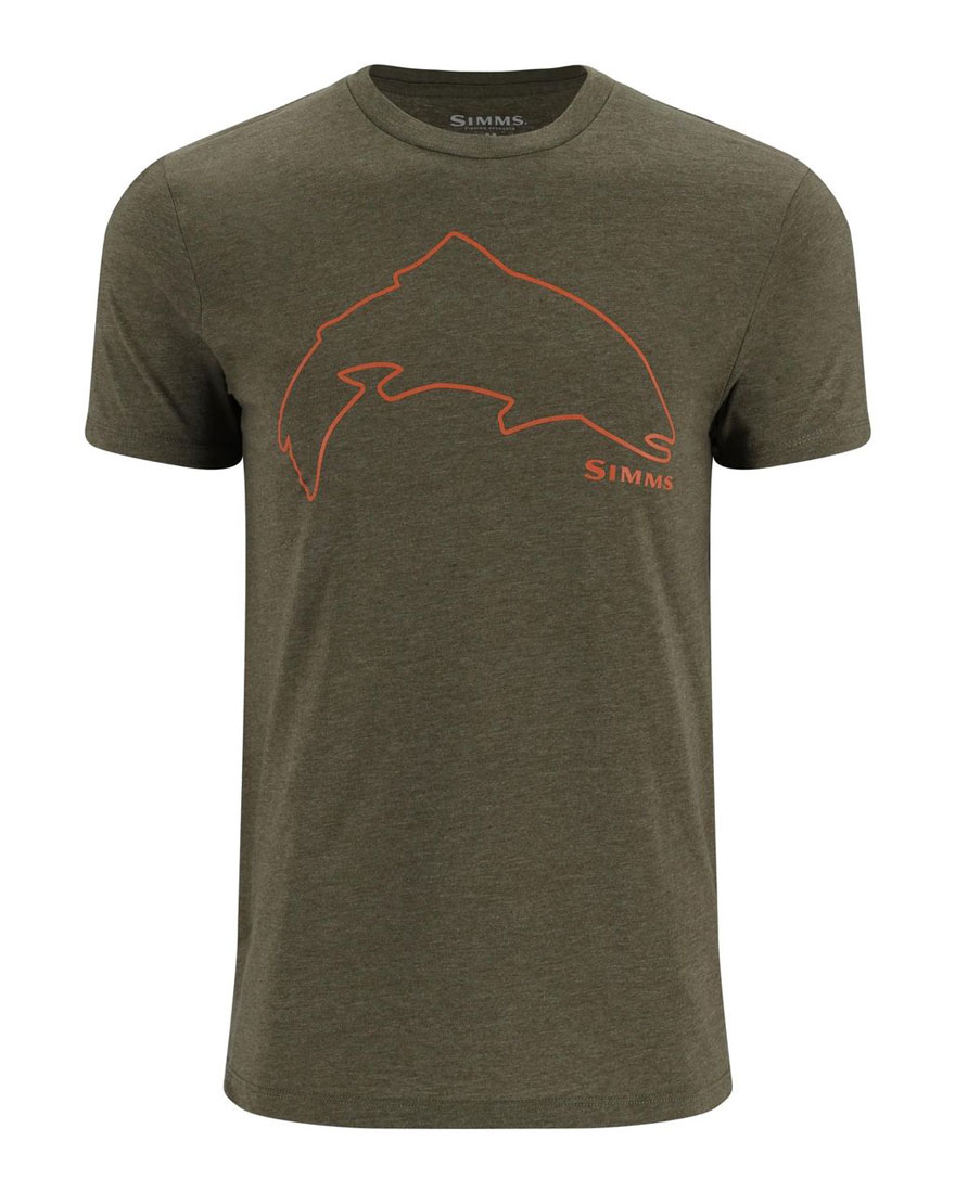 Simms Trout Outline T-shirt loden heather