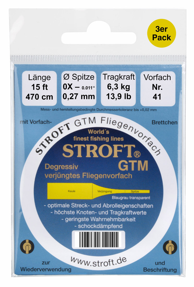 Stroft GTM Bas de ligne Tapered Leader 15 ft 3er Pack