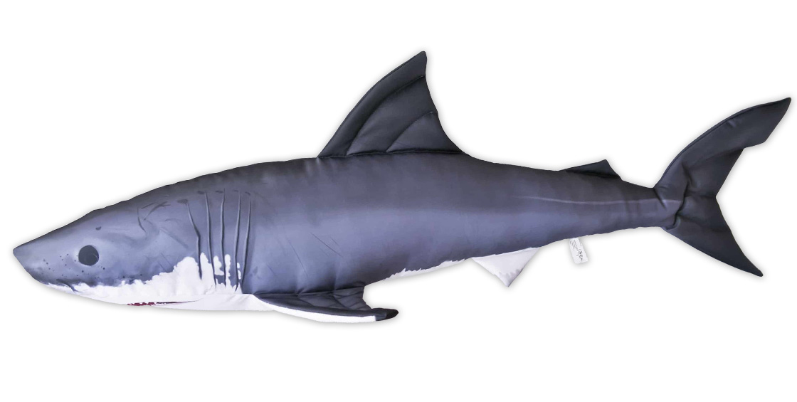 Coussin poisson Doudou requin blanc 120cm