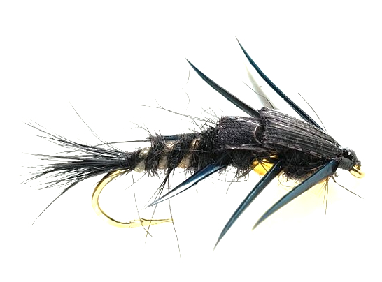 Fulling Mill Golden Nugget Stonefly Creeper Black #10 Mouche de pierre