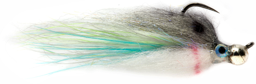 Fulling Mill Streamer Barbless - Jiggy Fat Minnow gris & blanc